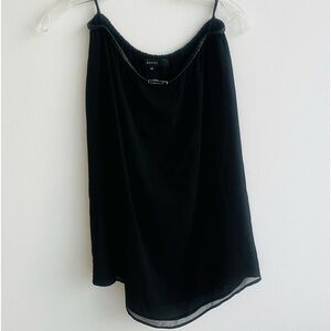 Sheer GUCCI black knee length chiffon and leather skirt size 42 6 medium
